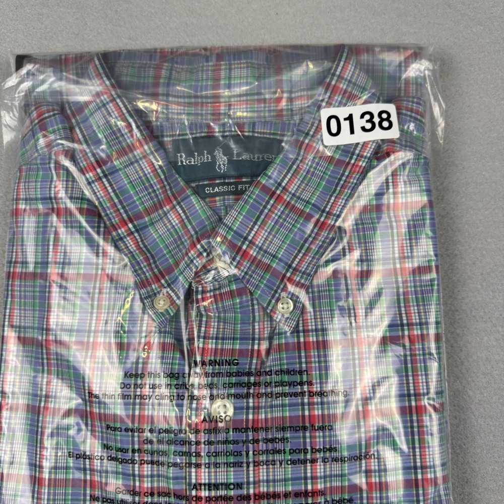 Ralph Lauren Mens XL Classic Fit Plaid Button Down Shirt Multi Color Red Pony - Picture 9 of 9